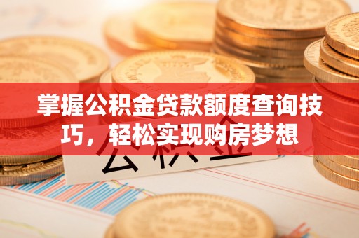 武威掌握公积金贷款额度查询技巧，轻松实现购房梦想