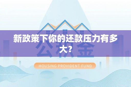 武威新政策下你的还款压力有多大？
